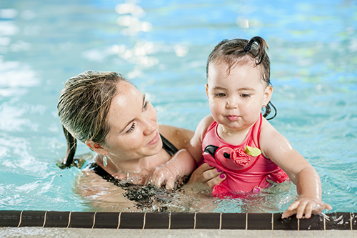 woman-and-baby in pool