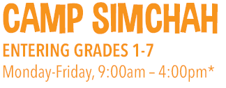 Camp Simchah - M-F 9-4 for grades 1-7