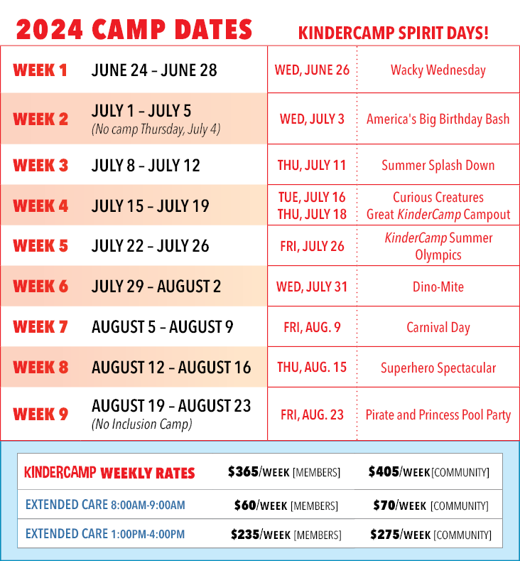 2024 KinderCamp Dates and Rates