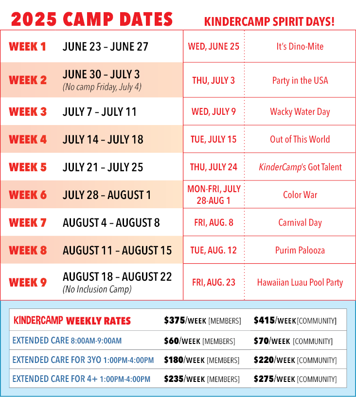 2025 KinderCamp Dates and Rates