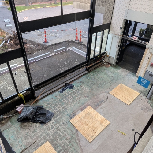 Photo: Foundation completed for the addition, and the interior floor has been smoothed and prepped for the next phase of construction. (11/6)