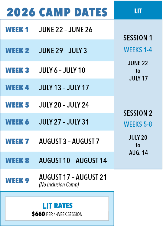 LIT 2026 Camp Dates and Rates