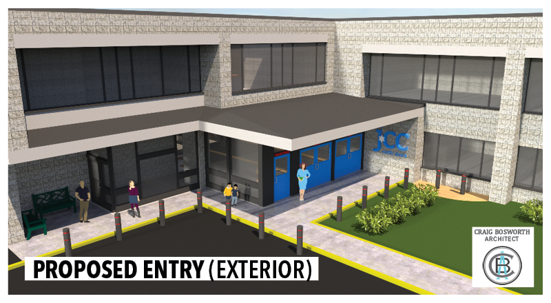 Rendering of Proposed Entry as seen from outside (Craig Bosworth, Architect)