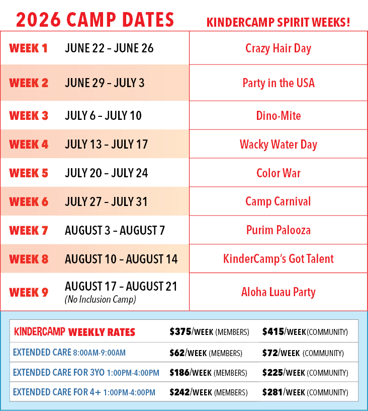 Kindercamp 2026 dates and rates