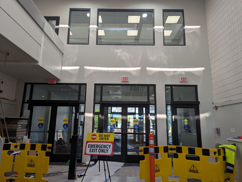 3/24: New entrance doors as seen from lobby