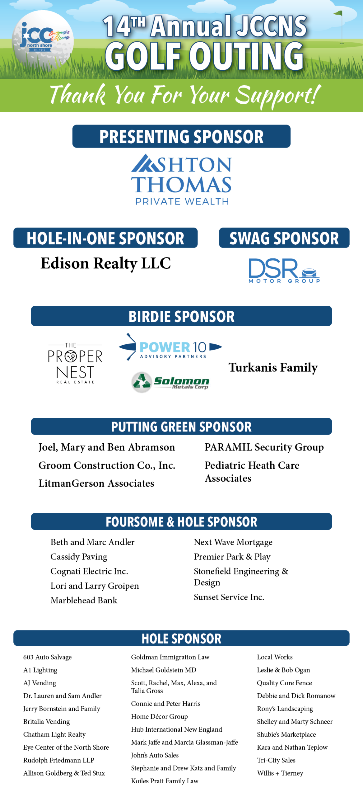 2026 Golf Sponsors