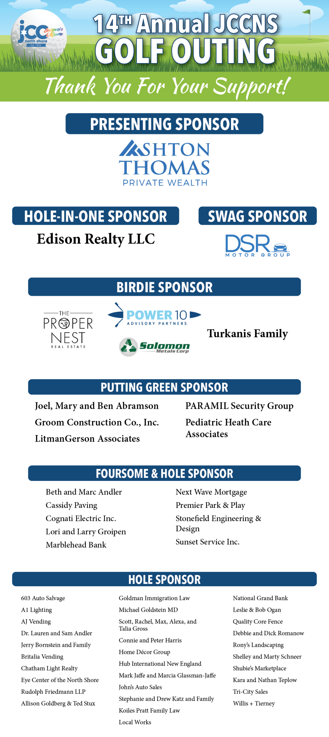 2026 Golf Sponsors